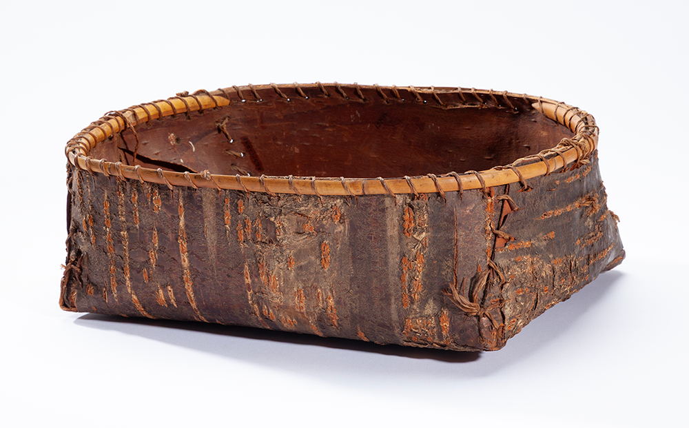 A basket made of bark and bamboo.