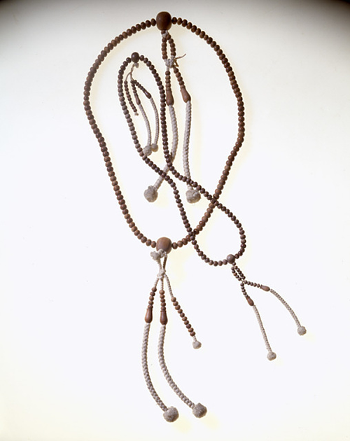 Two wooden beaded roasaries.