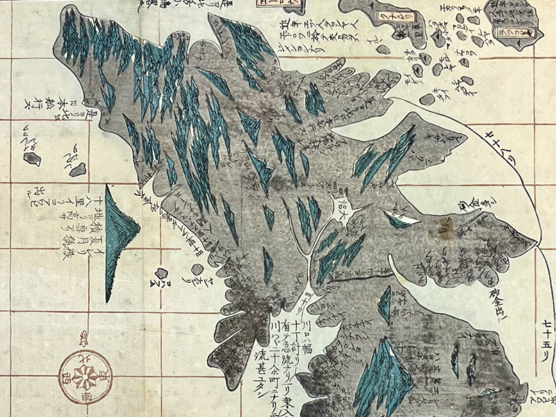 A segment of a printed map showing Ezo as a warped shape.