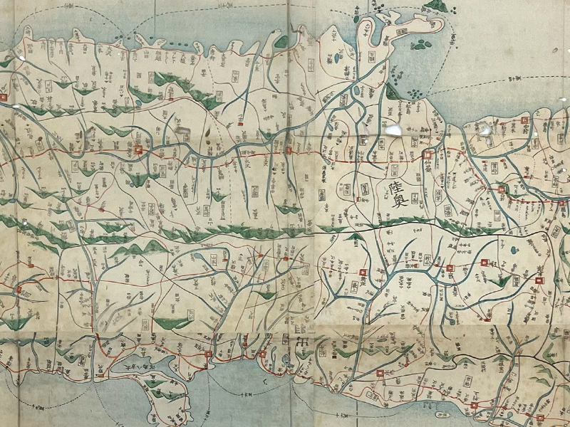 A segment of a printed map showing an overhead view of a province with labels.